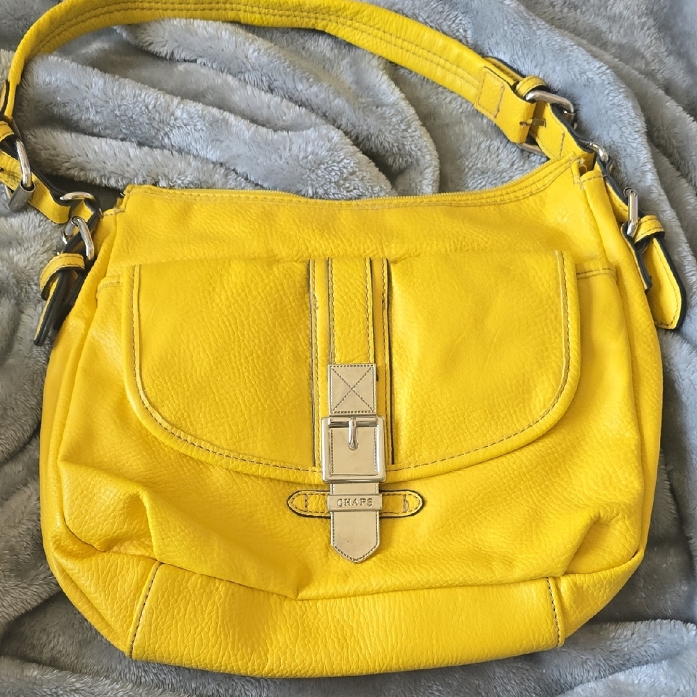 Chaps Yellow Leather Shoulder Bag